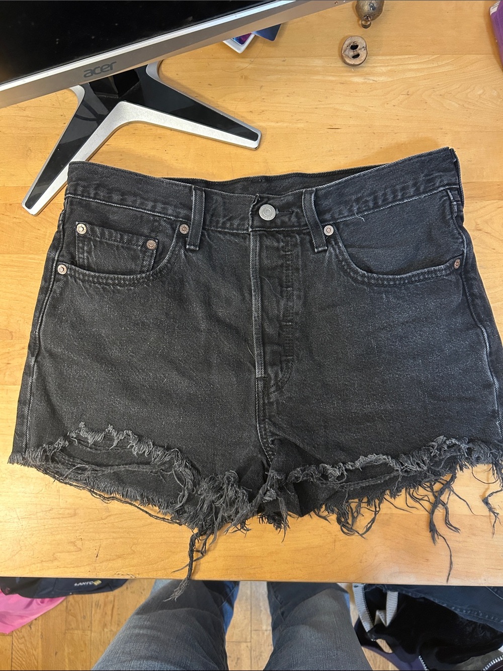Levi’s Black Frayed Hem Denim Shorts - Women